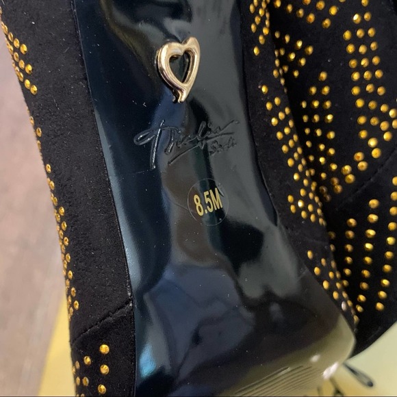 THALIA SODI Alejandra Gold Studded Ankle Booties 8.5 - Picture 9 of 10